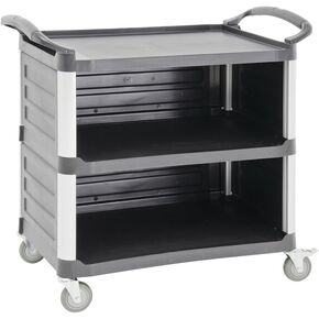 HUBERT Service Cart with Open Front Black Plastic - 38 1/2" L x 20 7/8" W x 36 5/8" H