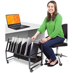 عربة شحن مفتوحة لـ Line Leader 16 جهازًا لأجهزة الكمبيوتر المحمولة والأجهزة اللوحية وأجهزة Chromebook، ومحطة كمبيوتر محمول محمولة، وعجلات قابلة للإزالة لاستخدام سطح المكتب، وشريط طاقة مدرج في قائمة UL (أسود، 27 بوصة × 14.75 بوصة × 21 بوصة) in Kuwait