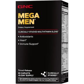 GNC Mega Men Multivitamin | Antioxidants, Heart Health, and Immune Support | 90 Count