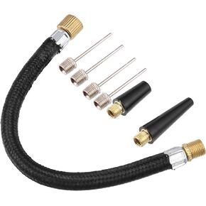 X AUTOHAUX 1 Set Portable Air Pump with Inflation Needle Tapered Nozzle Extension Hose for Bicycle Wheel Tire Inflator