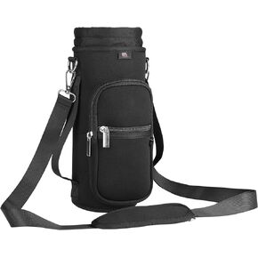KEMIMOTO Water Bottle Carrier with Strap, Water Bottle Holder with Rubber at The Base, Water Bottle Holder Bag with Adjustable Shoulder Strap, Water Bottle Pouch for Hiking, Camping, Fishing