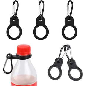 6 Pcs Black Water Bottle Clip Water Bottle Holder Buckle Portable Silicone Water Bottle Ring Holder with Carabiner Suitable for Traveling Camping Hiking Outdoor Activities
