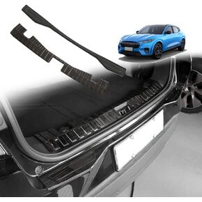 AOSKonology Compatible with Mach E Rear Bumper & Trunk Sill Set Cover Protector Accessories,Stainless Steel Bumper Guards Set of 2 Compatible with Mustang Mach-E 2021-2024 Interior Accessories(Black) in Kuwait