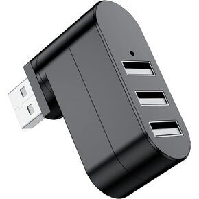 USB Port Splitter, BERLAT 3 Port USB 2.0 Expander Splitter [90°/180° Degree Rotatable] for Laptop, Xbox, Wii, PS3, PC, MAC, Mac Book, Tablet, Tab, Console, Printer, Camera - Black