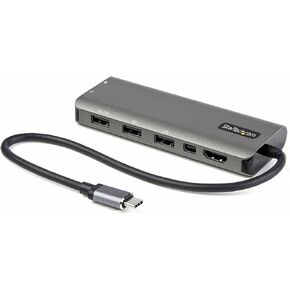StarTech.com USB C Multiport Adapter - USB-C to HDMI or Mini DisplayPort 4K 60Hz, 100W Power Delivery Pass-Through, 4-Port 10Gbps USB Hub - USB Type-C Mini Dock - w/ 12" Attached Cable (DKT31CMDPHPD)