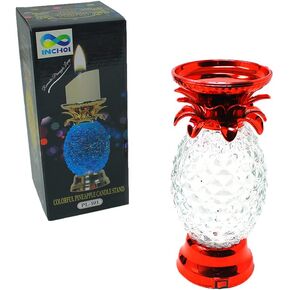 Colorful Pineapple Water Globe Glitter Swirl LED Candle Holder Pedestal Bath and Body Works Wick Romantic Gifts Home Furnishings Party Decorations Creative and Cute Mother's Day (Silver)