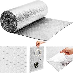Reflective Insulation Roll for Winter DIY Skylight Cover to Block UV Sun Heat Rays Self Adhesive RV Window Foil Sunshield Reflective Window Insulation for Motorhome, Semi, Car, Truck(10 Ft x 24 in)