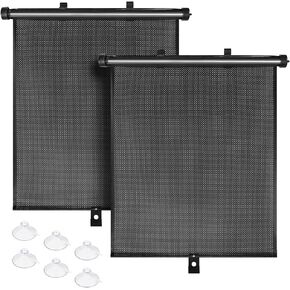 SHEEFLY Car Window Shades,2 Pack Side Window Shade for Car,Breathable Foldable Retractable Mesh Car Sun Shade Protects Baby,Kids,Pets from Sun Glare and UV Rays(Black)