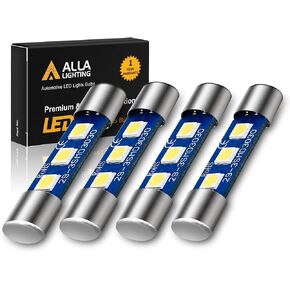 Alla Lighting 4pcs Extremely Super Bright 6000K Xenon White High Power 3030 SMD 29mm 6614 6614F 6641 6612F F30-WHP TS-14V1CP LED Replacement Bulbs For Car SUV Truck Sunvisor Flips Vanity Mirror Lights