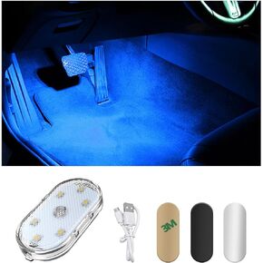 Wireless Led Lights for Car Interior, Magnetic Auto Interior Light with 6 Bright LED Lamp Bead, Portable USB Rechargeable Interior Led Night Light Decor (Blue, 1 PC)
