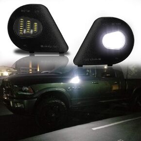 ROCCS 2x LED Side Mirror Puddle Light Assembly Compatible with 2010-2019 Dodge Ram 1500 2500 3500 4500 5500 Lights, 6000K White
