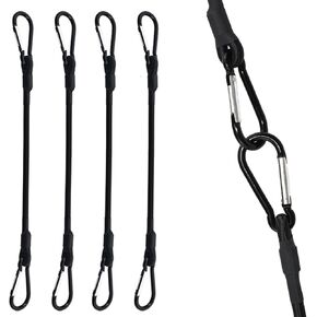 SDTC Tech 18 Inch Bungee Cord with Carabiner Hook | 4 Pack Superior Latex Heavy Duty Straps Strong Elastic Rope Locks onto Anchor Points of Luggage Rack/Cargo/Camping/RV/Hand Carts etc.