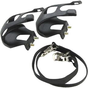 Bike Pedals, Bike Bicycle Toe Clips Cage Indoor Exercise Indoor Bike Pedal Adapters, Toe Clips Universal Replacement Parts with Strap Belts, Bicycle Pedal Foot Cover Plastic Bike Pedals