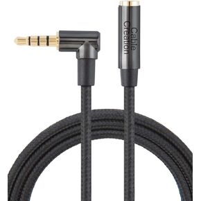 CableCreation 3.5mm Headphone Extension Cable, 10FT 3.5mm Male to Female TRRS Audio Stereo Cable,Right Angle Auxiliary HiFi Cable with Silver-Plating Copper,24K Gold Plated (Microphone Compatible)