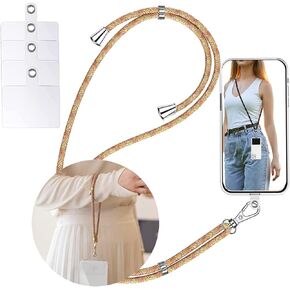 Cell Phone Lanyard Strap Cell Lanyard Adjustable Nylon Neck Phone Lanyard，Cell Phone Lanyard Strap，Universal 1× Phone Crossbody Lanyard for Women, 1× Wrist Phone Strap and 5× Connectors (Black)
