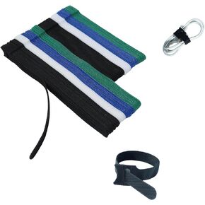 100 Pcs 6,8 inch Reusable Fastening Cable Ties with Hook and Loop Multi-Purpose Cord Wire Ties Adjustable Cable Management 4 Colors