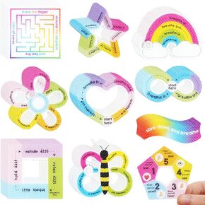 80Pcs Anxiety Sensory Stickers Anxiety Textured Stickers Self Adhesive Mindfulness Decals Stress Anxiety Relief Toy for Home School Office Desk Phone Supplies, 10 Styles