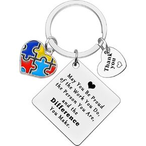 Xiahuyu Thank You Gifts for Autism Teacher Special Education Teacher ABA Therapist Appreciation Gifts Autism Awareness Gifts Keychain SPED Teacher's Gift Christmas Birthday Retirement Gifts