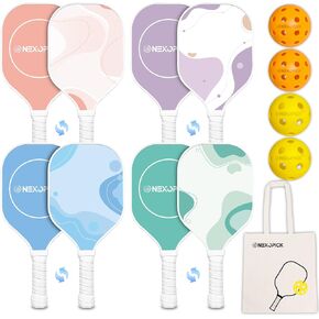 Pickleball Paddles Set of 4, USAPA Approved Pickleball Paddles, Premium Pickleball Rackets, Pink Pickleball Paddles, Cute Pickleball Set with 4 Indoor & Outdoor Pickleball