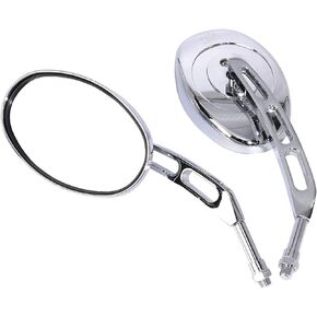 10MM Chrome Universal Rearview Convex Motorcycle Side Mirrors Fit Honda Kawasaki Suzuki Custom Street Sports Dirt Bike M10