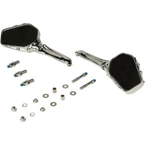 Bone Skeleton Motorcycle Mirror Set for Harley Davidson (Black Hands/Chome Mirrors)