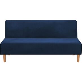 ele ELEOPTION 3 Seat Armless Sofa Bed Cover Stretch Slipcover Velvet Thicker Full Size Folding Cushion Couch Covers Furniture Protector Plush Sofa Cover Black Color