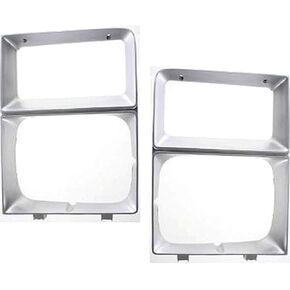 For Chevy C10 / C20 / C30 Headlight Door 1983 1984 Driver and Passenger Side Pair/Set | w/Single Headlamps | Silver | GM2512108 + GM2513108 | 14043873 + 14043874