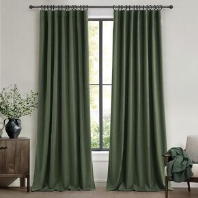 Beige White Linen Curtains 90 Inches Long 2 Panels Set, Modern Neutral Nursery Blackout Curtains for Kids Bedroom Thermal Drapes for Summer Heat Noise Reducing Hook Belt&Back Tab(W50 x L90)