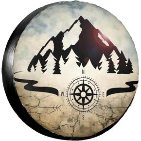 غطاء إطار احتياطي غطاء إطار العجلة - بوصلة عالمية ماونتن 3 مناسبة للمقطورة، RV، سيارات الدفع الرباعي والعديد من المركبات 14 بوصة in Kuwait