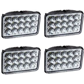 DOT Approved 4X6 LED Headlights Compatible with Freightliner FL60 FL70 FL80 Classic FLD120 FLD112 - Rectangular Square Clear Sealed Beam H4651/H4642/H4652/H4656/H4666/H4668/H6545 Replacement 4PCS