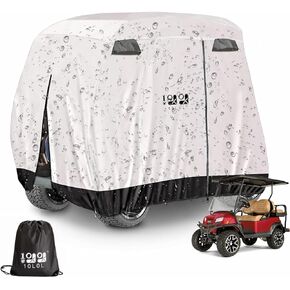 Golf Cart Covers,Waterproof Golf Cart Rain Covers 2 Passenger Universal Fits for Yamaha,Club Car, EZGO, 4 Passenger Golf Cart Storage Cover with 3 Zipper Doors-Green