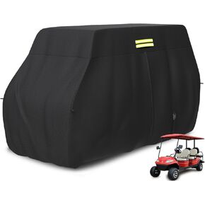moveland 6 Passenger Heavy Duty Golf Cart Cover, 100% 600D Waterproof Golf Cart Storage Cover Universal Fits for Most 6 Passenger EZGO, Club Car, Yamaha Golf (Fits with Lift Kit)