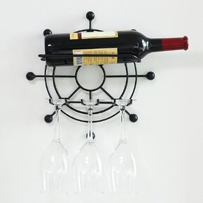 Wine Metal kitchen Wall Art Decor 5 pcs Vintage Red & White Wine Glass Wine Bottle Fake Grape Metal Decoration for Home Kitchen, Dining Area, italian decor, 11inch