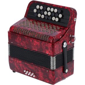 22 Key 8 Bass Accordian, Professional Elegant Ergonomic More Stable Intonation Piano Accordion with Storage Bag, Hand Polished Button Reed Educational Musical Instrument for Beginners Students(Blue)