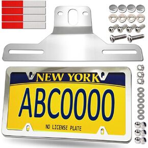 Trailer License Plate Bracket Holder - Heavy-Duty Stainless Steel Bracket & Chrome car tag Frame for Universal License Plates for Trucks, Trailers, RVs, Boats, with Mounting Screws, Caps in Kuwait