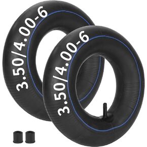 350/400-6 4.00-6 3.50-6 Inner Tube Set with Angled Valve Stem for Mowers Wheelbarrows Generator Pressure Washer Trolleys Yard Trailer Hand Truck Tractors Snow Blower Wagons ATV Quad 4 Wheeler Go Kart