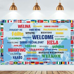 Tatuo International Flag Backdrop International Welcome Banner World Flags Background Country Flags Banner Decoration for International Sports Events Party Favors Club Photo Booth Props, 71 x 43 Inch