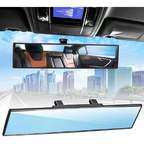 Broadway Car Rear View Mirror HD Anti Glare Universal 12 Inch large Field of View Panoramic Rearview Mirror with Wide Angle Blue Tint for Car SUV and Truck