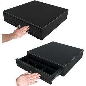 Cash Drawer 16inch, Heavy Gauge Steel, 4 Bills & 8 Coins Tray - Push Open, Manual Open(Cash Drawer Style 174)