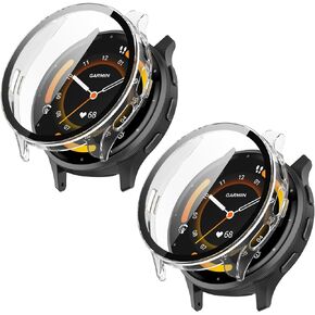 حافظة حماية للشاشة متوافقة مع واقي شاشة الساعة الذكية Garmin Venu 3S لجهاز Garmin Venu 3S PC + مصد تغطية كاملة من الزجاج المقسى (شفاف*2)