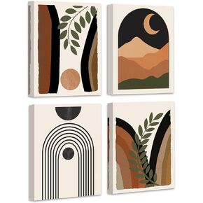 Drsoum Boho Wall Decor Minimalist Bohemain Wall Art Mid Century Modern Abstract 𝗙𝗿𝗮𝗺𝗲𝗱 Room Decor Moon Phases Wall Painting For Bedroom Home Decor Set of 6, 8x10in (Framed)