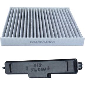68406048AA Cabin Air Filter and Filter Access Door with Activated Carbon Compatible with Dodge Ram 1500 2500 3500 4500 5500 Replaces# 68318365AA 5058693AA 68052292AA