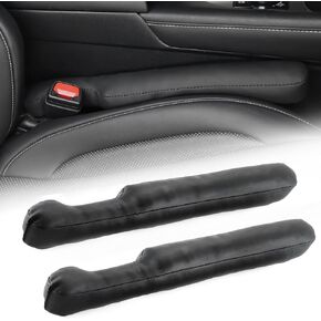 2 pcs Leather Car Seat Gap Filler Organizer, Interior Car Accessories to Stop Things from Dropping for Car SUV Truck Camper, Fill The Gap Between Seat and Console - Black