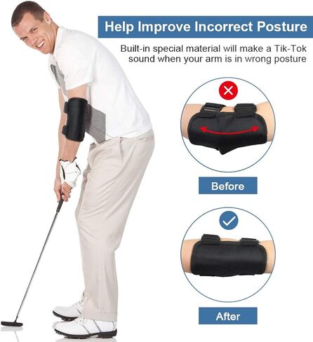 أداة تدريب على أرجوحة الجولف، مدرب مرفق على أرجوحة الجولف بذراع مستقيمة مع إشعارات صوتية TIK-Tok للمبتدئين في لعبة الجولف لتصحيح وضعية الكوع in Kuwait