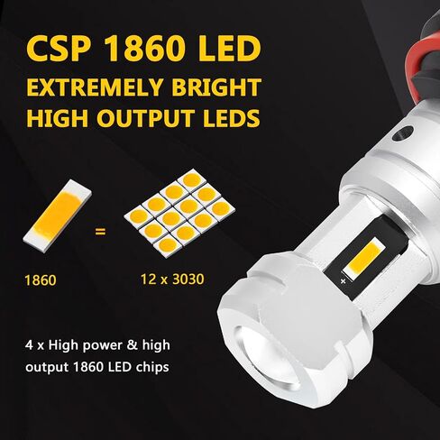 PHINLION H8 H11 LED Fog Light Bulbs, Super Bright 3800 Lumens 6000K Xenon White H11LL H8LL H1155 H16 Replacement Lamp for Cars, Trucks, SUVs in Saudi Arabia