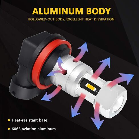 PHINLION H8 H11 LED Fog Light Bulbs, Super Bright 3800 Lumens 6000K Xenon White H11LL H8LL H1155 H16 Replacement Lamp for Cars, Trucks, SUVs in Saudi Arabia