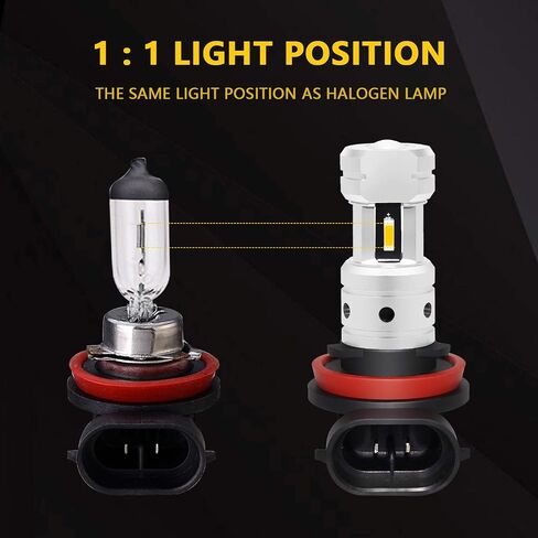 PHINLION H8 H11 LED Fog Light Bulbs, Super Bright 3800 Lumens 6000K Xenon White H11LL H8LL H1155 H16 Replacement Lamp for Cars, Trucks, SUVs in Saudi Arabia