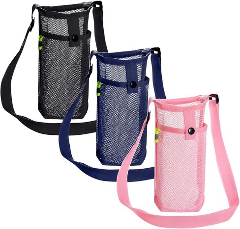 3Pcs Water Bottle Holder with Strap Water Bottle Carrier with Adjustable Shoulder Strap Water Bottle Sling Bag for Outdoor Hiking Camping Walking Travel Water Bottle Sleeve, Black, Dark Blue and Pink in Saudi Arabia