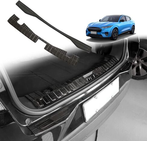 AOSKonology Compatible with Mach E Rear Bumper & Trunk Sill Set Cover Protector Accessories,Stainless Steel Bumper Guards Set of 2 Compatible with Mustang Mach-E 2021-2024 Interior Accessories(Black) in Kuwait