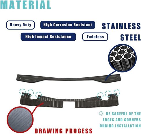 AOSKonology Compatible with Mach E Rear Bumper & Trunk Sill Set Cover Protector Accessories,Stainless Steel Bumper Guards Set of 2 Compatible with Mustang Mach-E 2021-2024 Interior Accessories(Black) in Kuwait